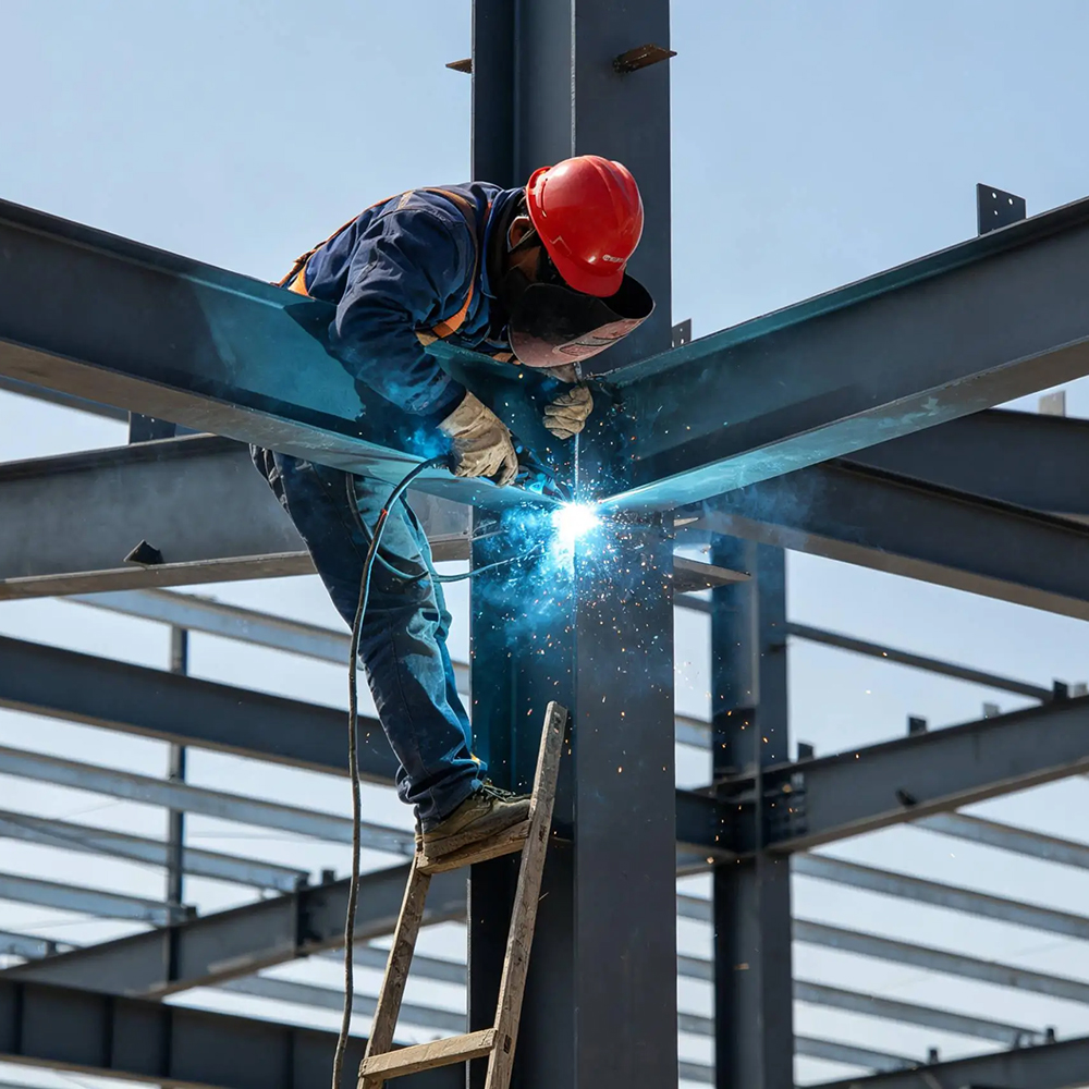 Steel structure building under construction